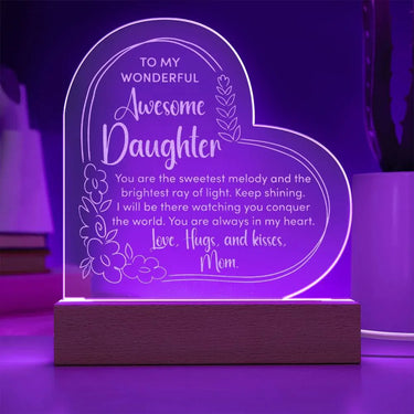 To My Wonderful Awesome Daughter - Engraved Acrylic Heart Plaque Gift Set - SLDDL0033 - Sunshine Letters Co